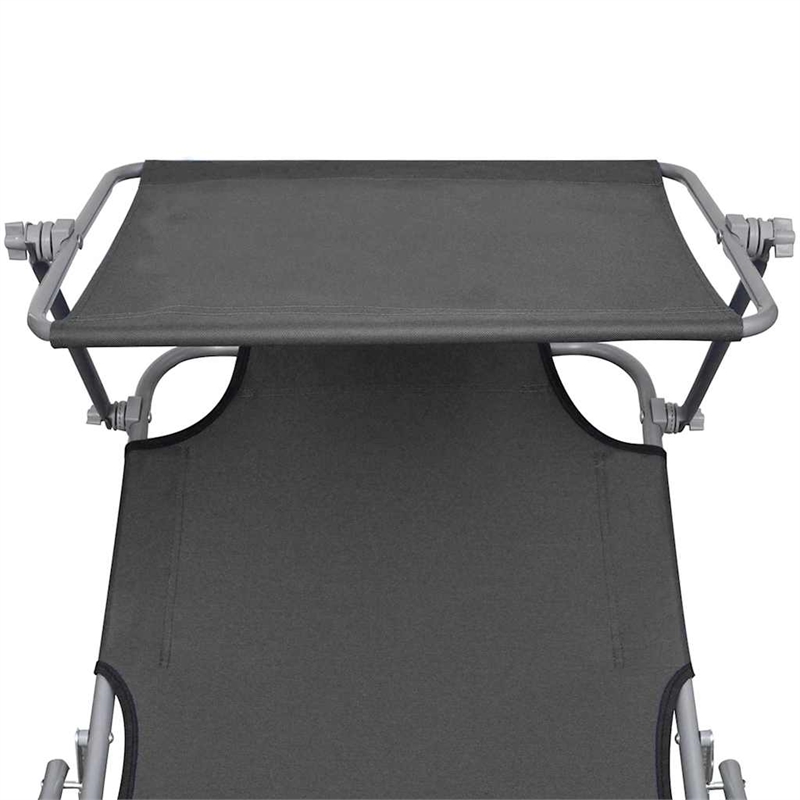 vidaXL Powder-Coated Steel Single Foldable Sunlounger in Gray