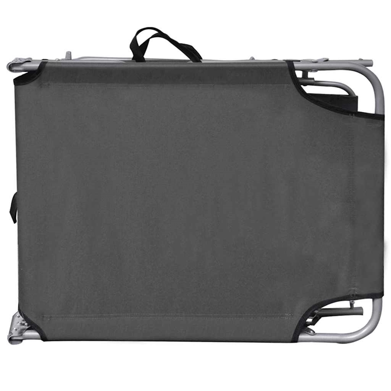 vidaXL Powder-Coated Steel Single Foldable Sunlounger in Gray