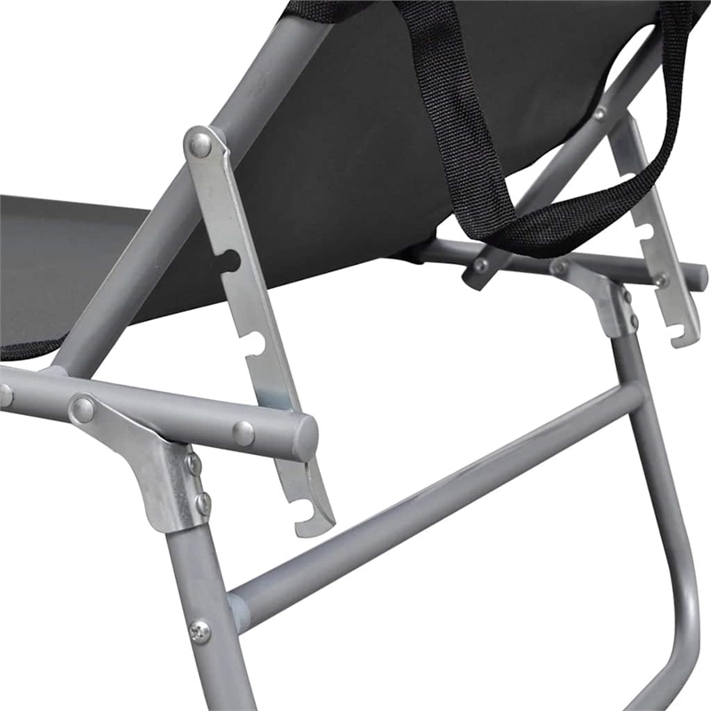 vidaXL Powder-Coated Steel Single Foldable Sunlounger in Gray