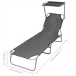 vidaXL Powder-Coated Steel Single Foldable Sunlounger in Gray