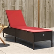 vidaXL Patio PE Rattan Steel Sun Lounger in Brown and Red