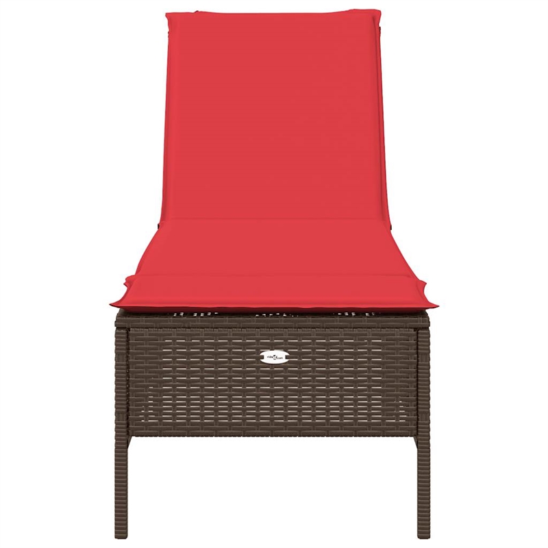 vidaXL Patio PE Rattan Steel Sun Lounger in Brown and Red