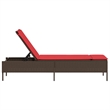 vidaXL Patio PE Rattan Steel Sun Lounger in Brown and Red