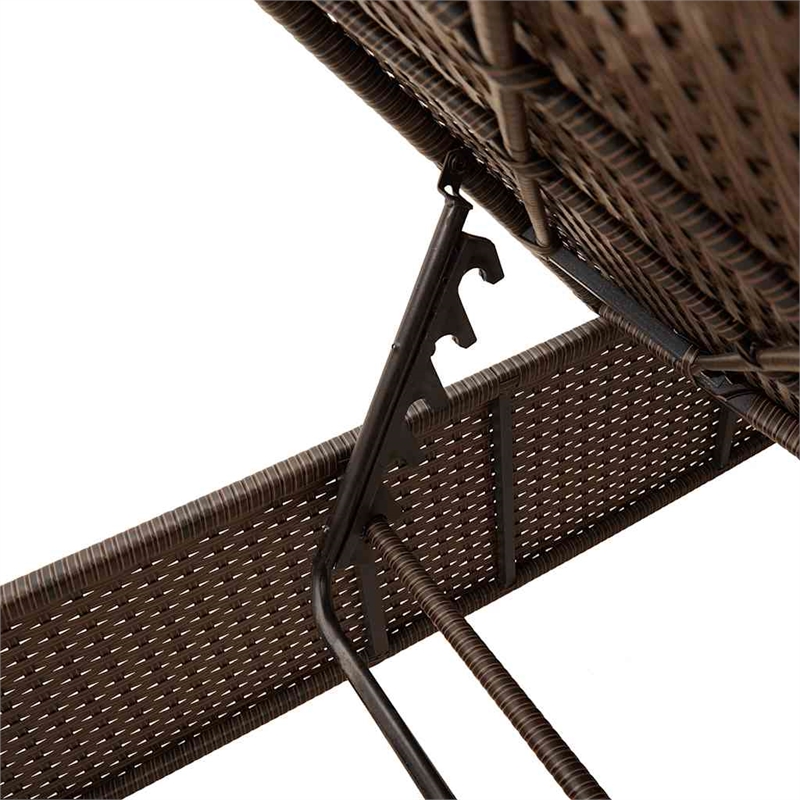 vidaXL Patio PE Rattan Steel Sun Lounger in Brown and Red