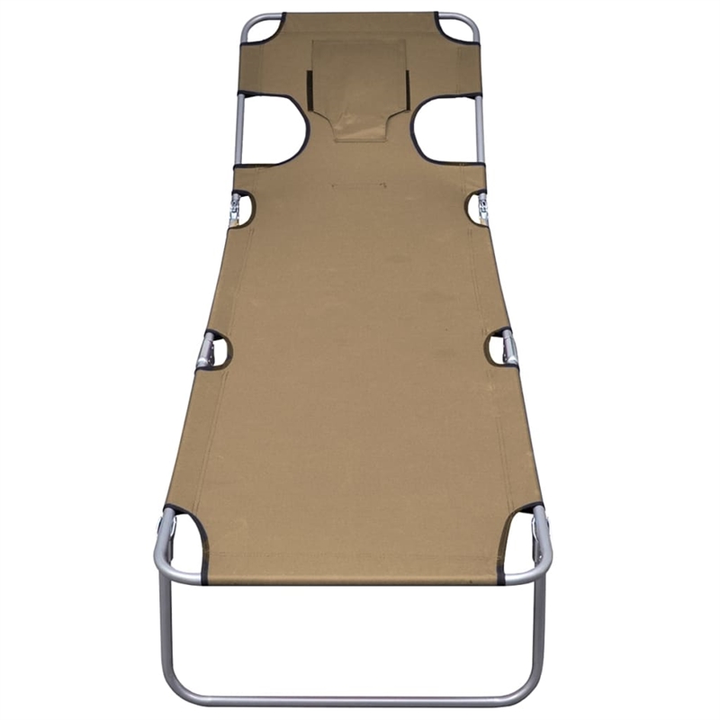 vidaXL Powder-Coated Steel Standard Foldable Sunlounger in Taupe