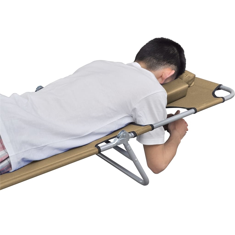 vidaXL Powder-Coated Steel Standard Foldable Sunlounger in Taupe