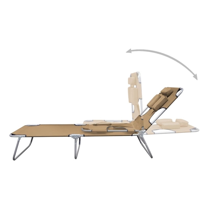 vidaXL Powder-Coated Steel Standard Foldable Sunlounger in Taupe