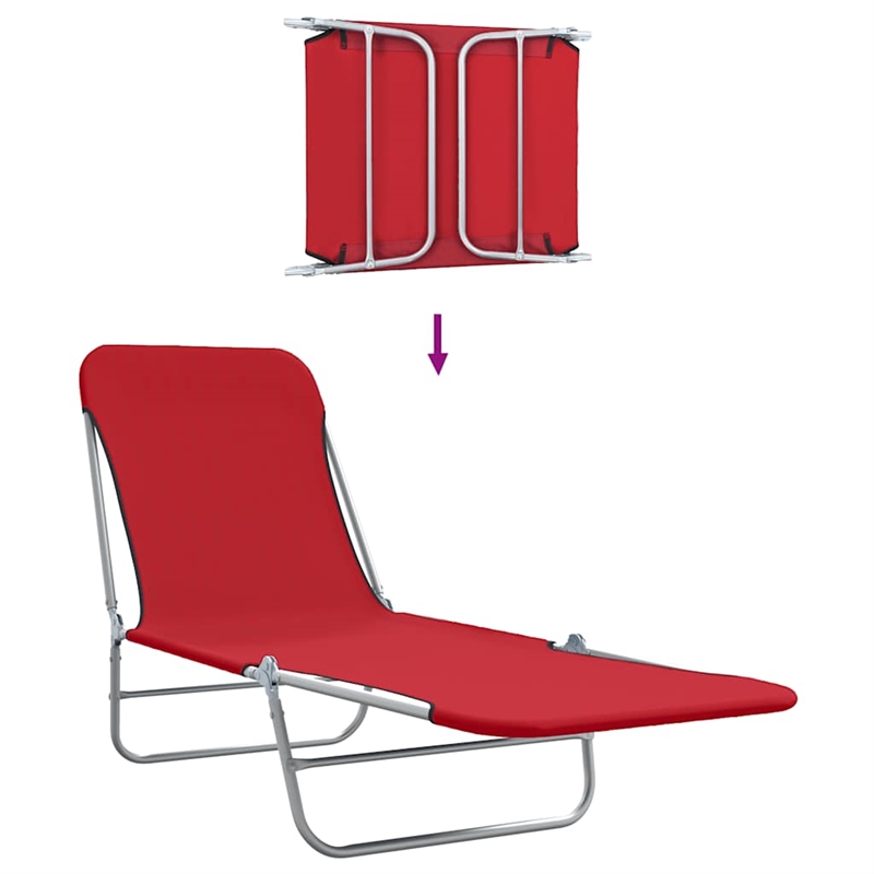 vidaXL Sunlounger Set of 2 Standard in Red
