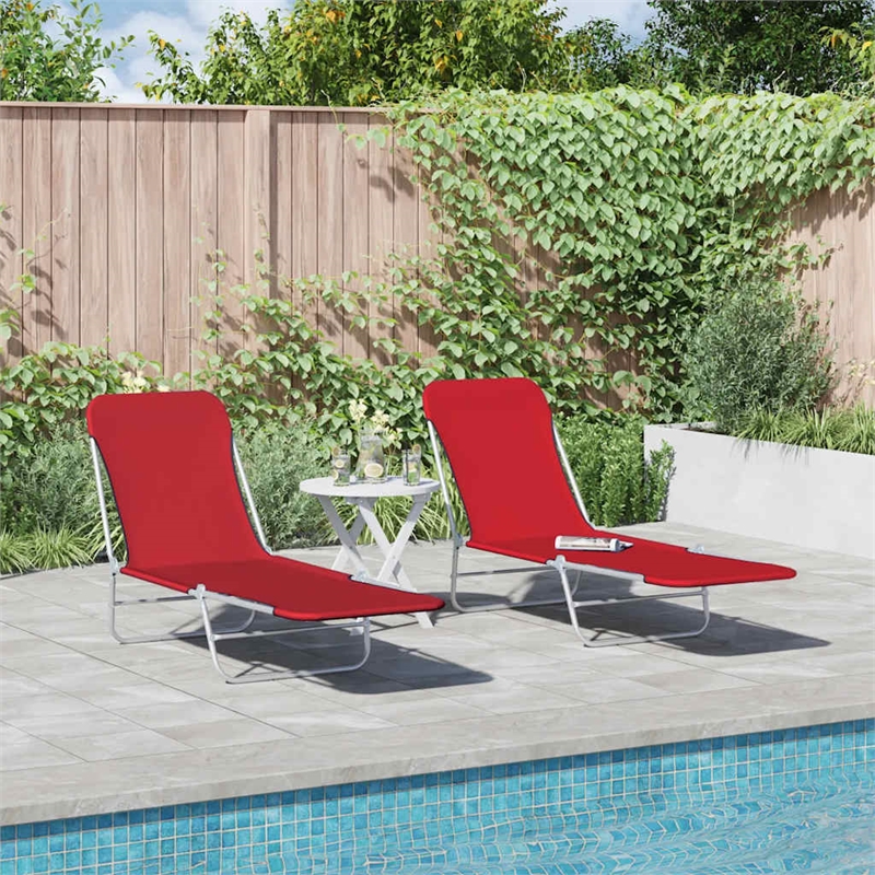 vidaXL Sunlounger Set of 2 Standard in Red