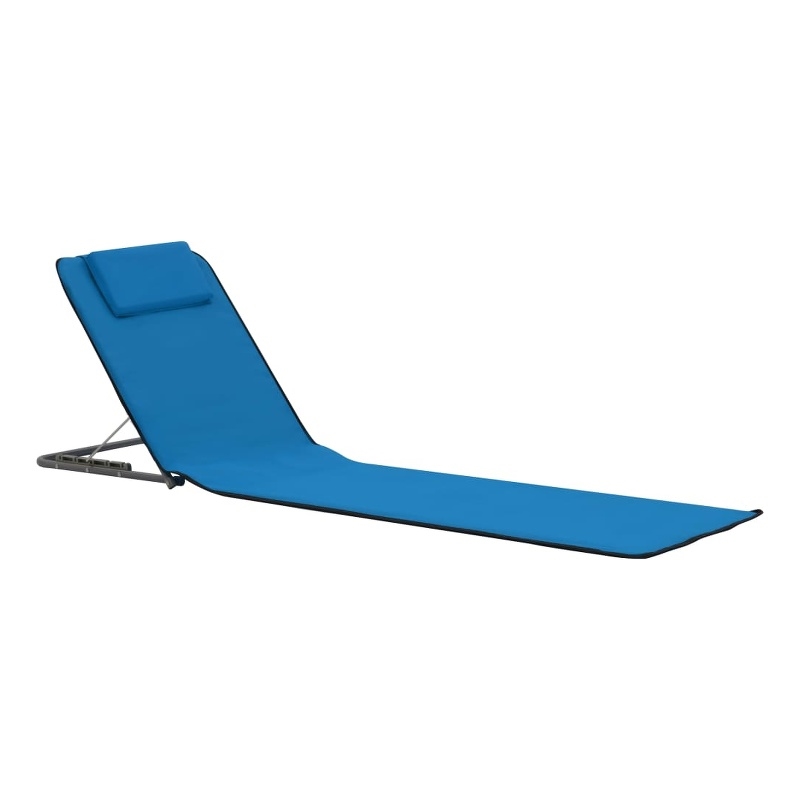 vidaXL Polyester Beach Chair in Blue (Set of 2)