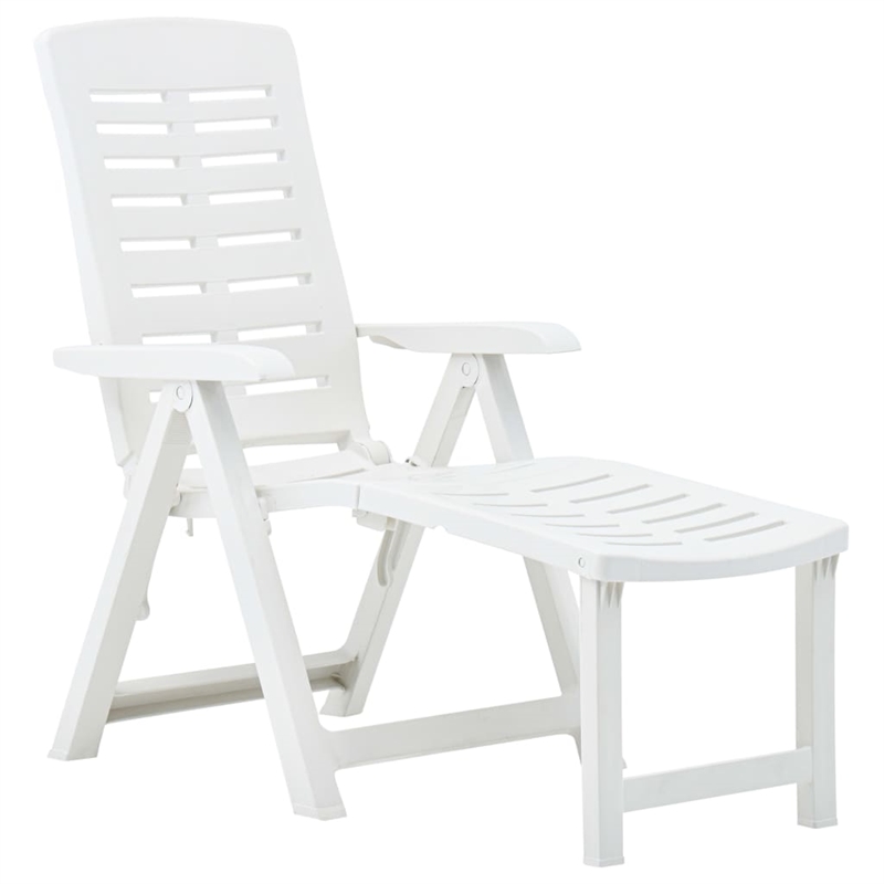 vidaXL Plastic Sunlounger Medium Foldable in White