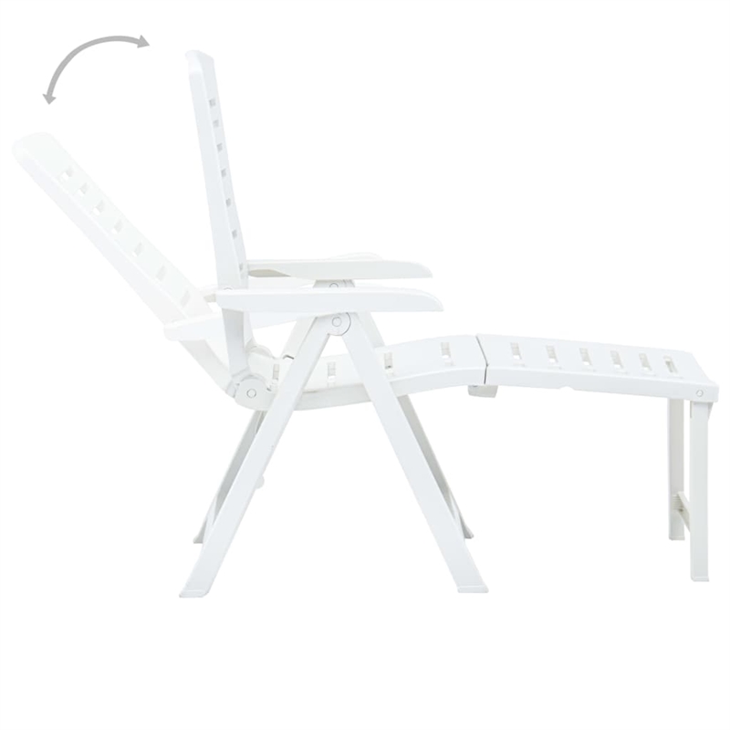vidaXL Plastic Sunlounger Medium Foldable in White