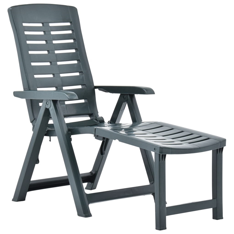 vidaXL Plastic Sunlounger Medium Foldable in Green