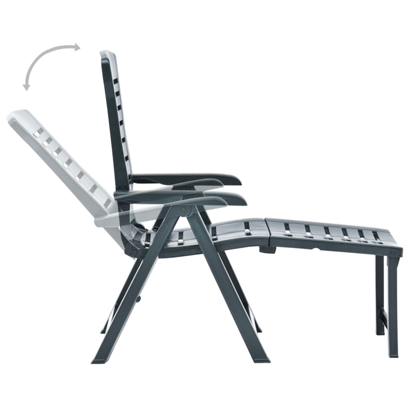 vidaXL Plastic Sunlounger Medium Foldable in Green