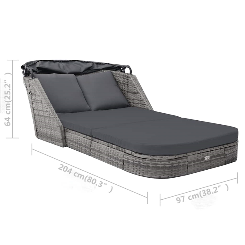 vidaXL Plastic Sun Lounger in Anthracite
