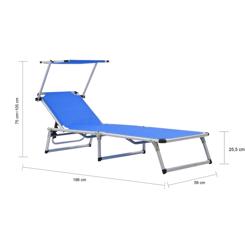 vidaXL Aluminum Sun Lounger in Blue
