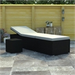 vidaXL Rattan Sun Lounger with Cushion in Black & Cream White