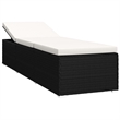 vidaXL Rattan Sun Lounger with Cushion in Black & Cream White