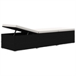 vidaXL Rattan Sun Lounger with Cushion in Black & Cream White