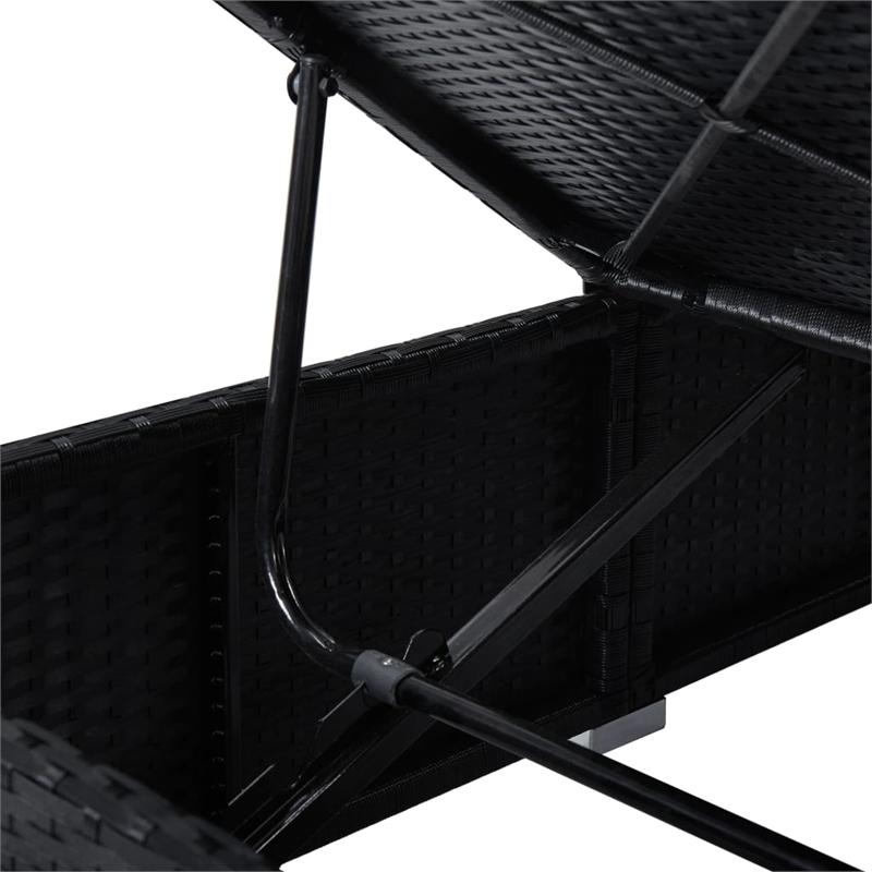 vidaXL Rattan Sun Lounger with Cushion in Black & Cream White