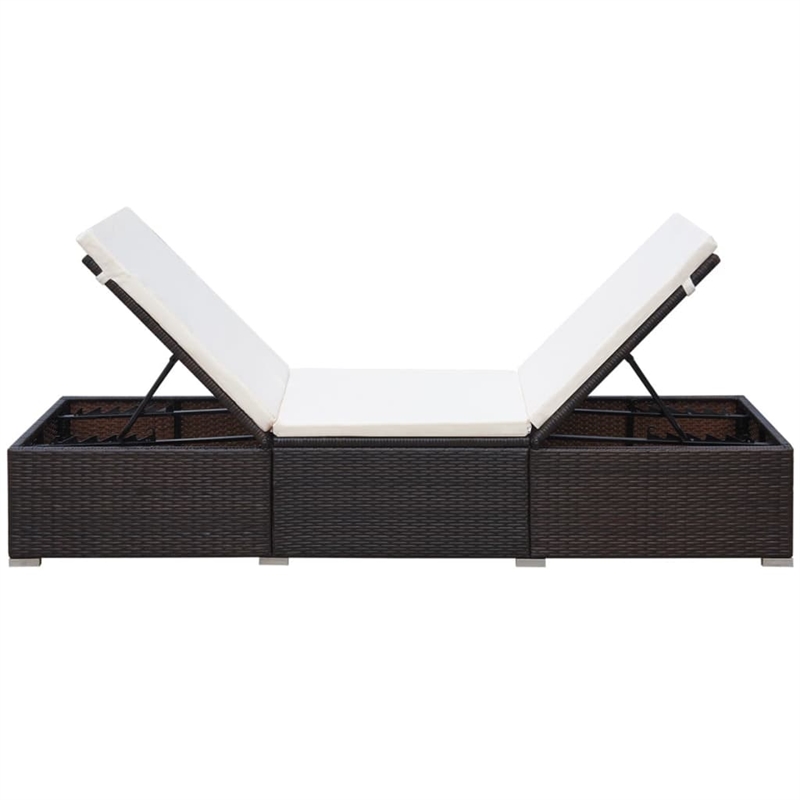 vidaXL Sunlounger in Brown & Cream White