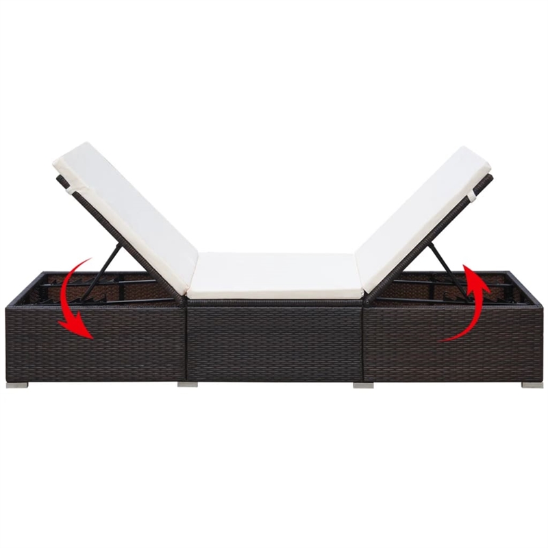 vidaXL Sunlounger in Brown & Cream White