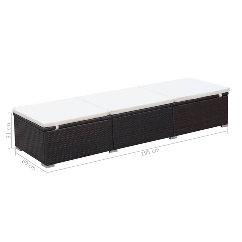 vidaXL Sunlounger in Brown & Cream White