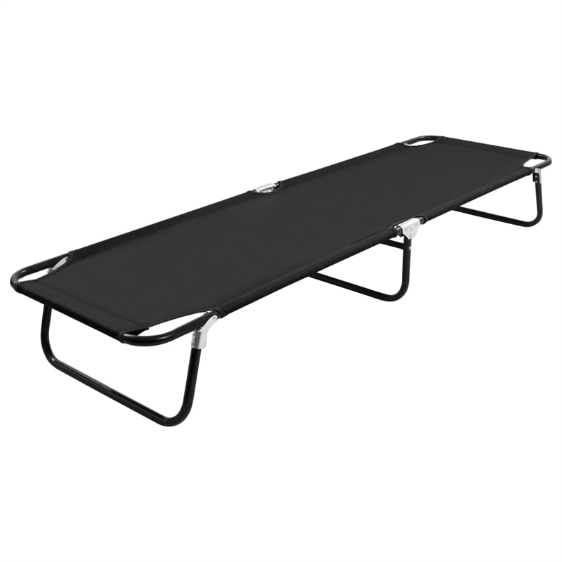 vidaXL Powder-Coated Steel & Polyester Sun Lounger with PE Coating in Black