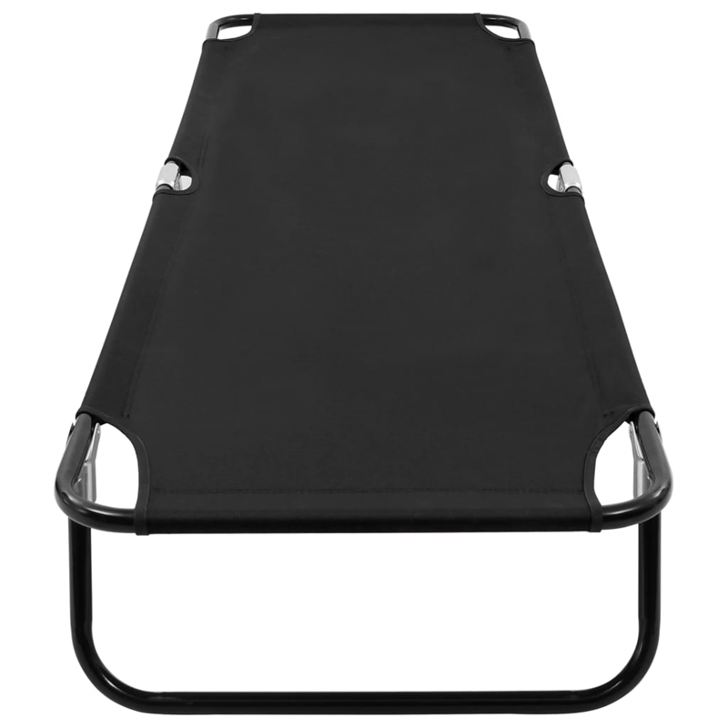 vidaXL Powder-Coated Steel & Polyester Sun Lounger with PE Coating in Black