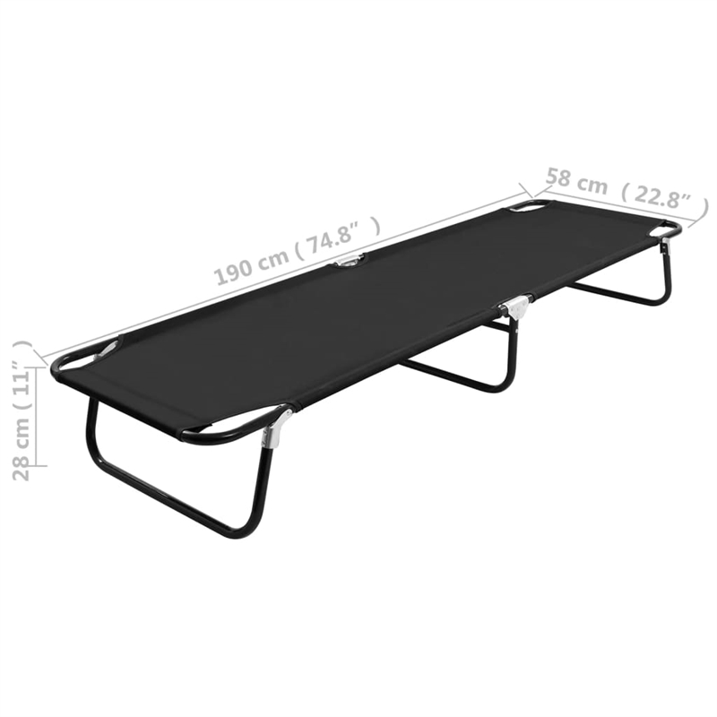 vidaXL Powder-Coated Steel & Polyester Sun Lounger with PE Coating in Black