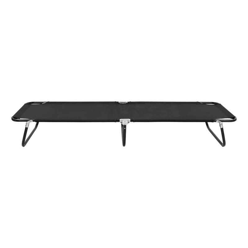vidaXL Powder-Coated Steel & Polyester Sun Lounger with PE Coating in Black