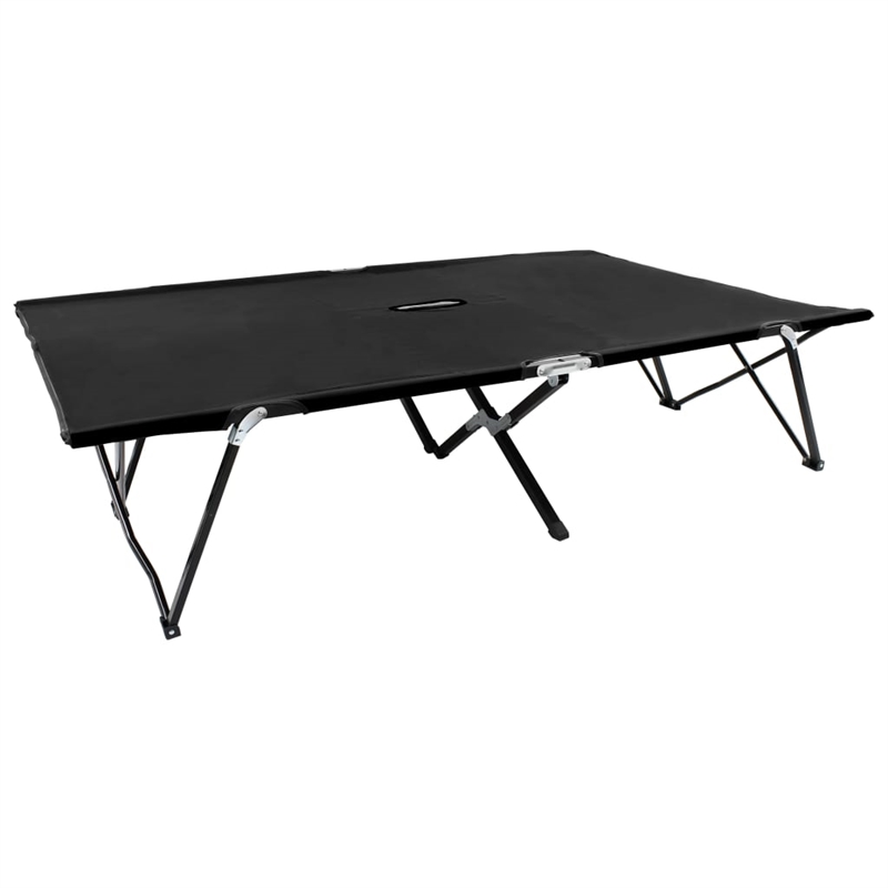 vidaXL Steel Frame Sun Lounger Double Foldable in Black