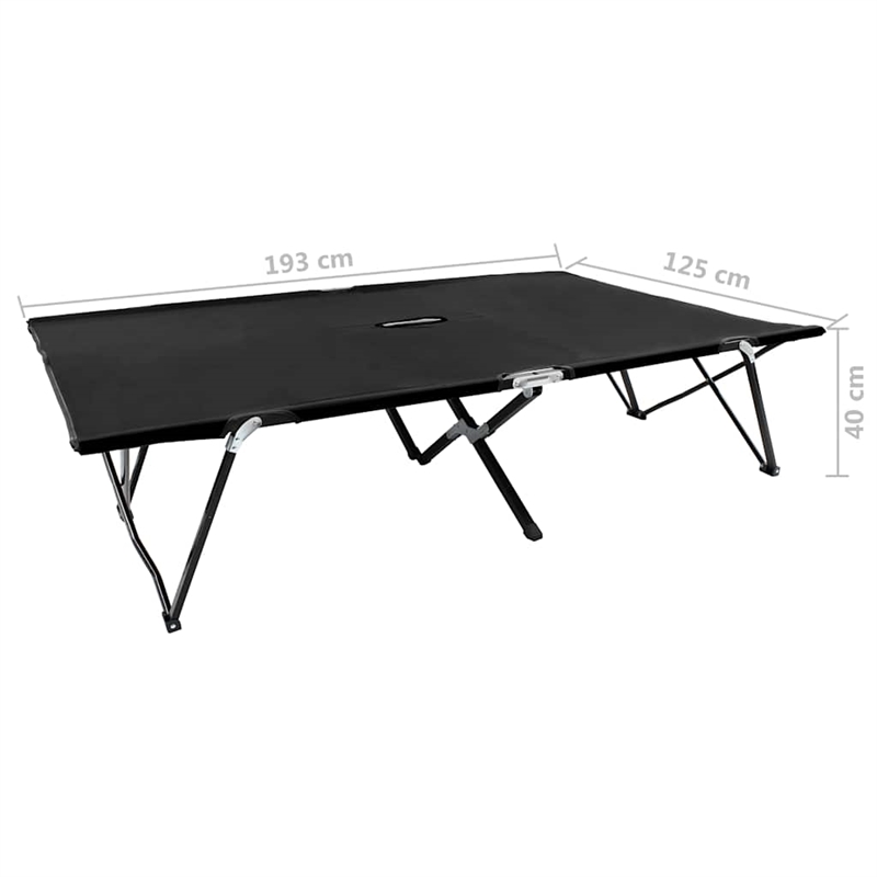 vidaXL Steel Frame Sun Lounger Double Foldable in Black