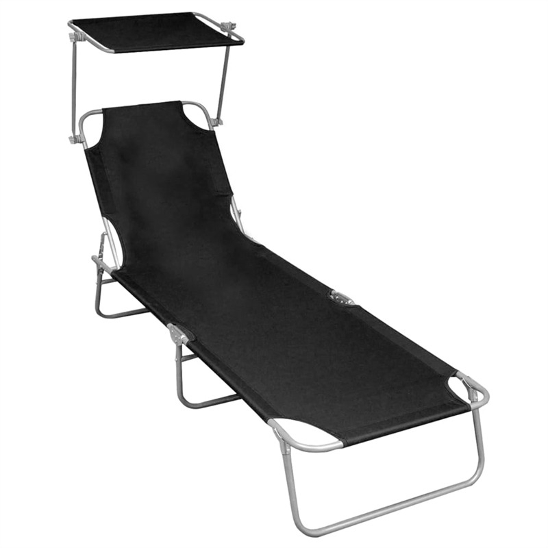 vidaXL Powder-Coated Aluminum Sunlounger Standard Foldable in Black