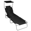 vidaXL Powder-Coated Aluminum Sunlounger Standard Foldable in Black