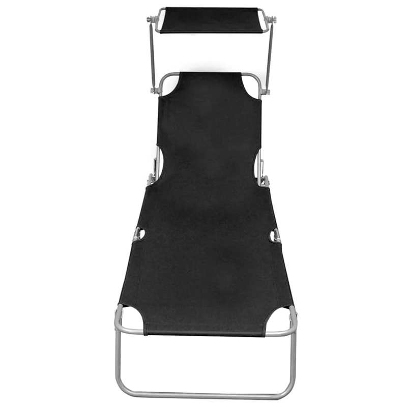 vidaXL Powder-Coated Aluminum Sunlounger Standard Foldable in Black