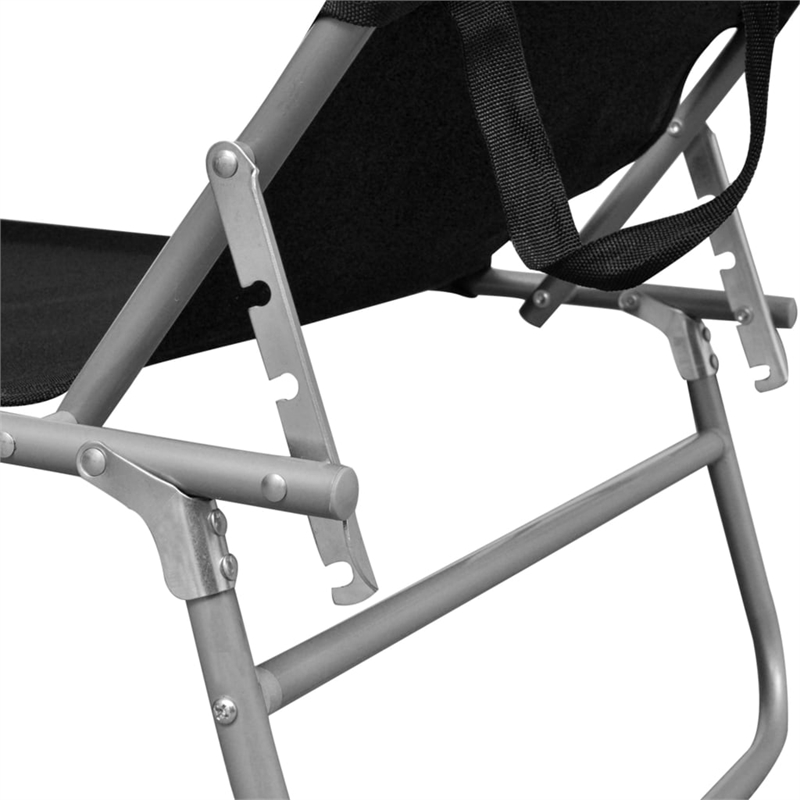 vidaXL Powder-Coated Aluminum Sunlounger Standard Foldable in Black
