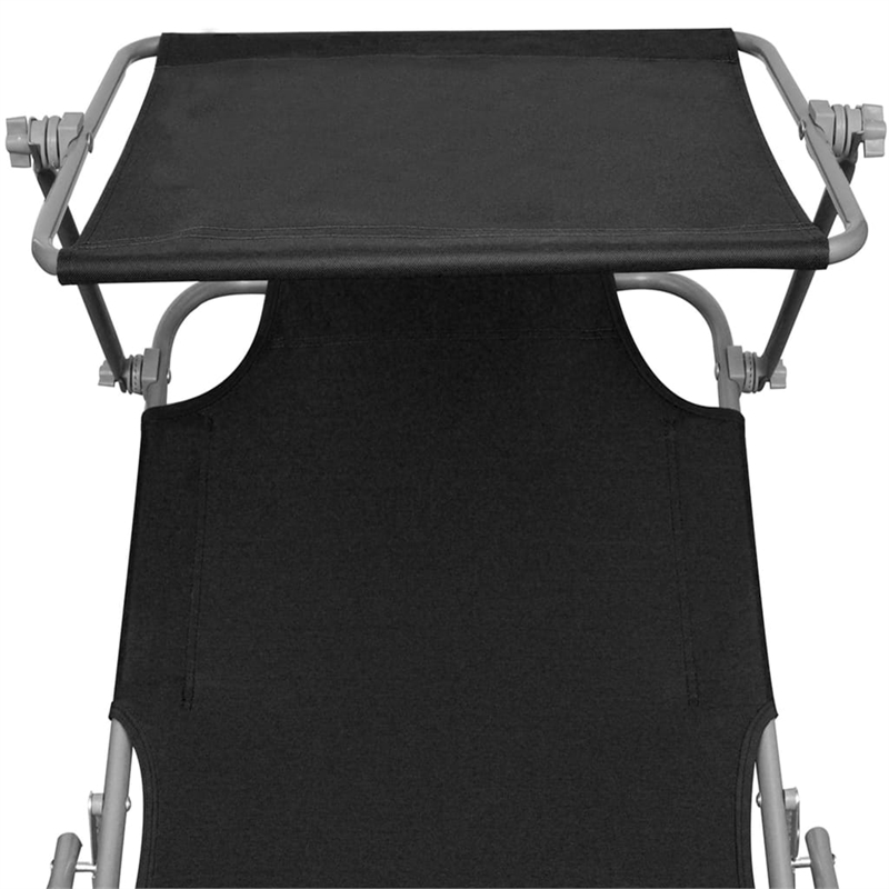 vidaXL Powder-Coated Aluminum Sunlounger Standard Foldable in Black