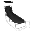 vidaXL Powder-Coated Aluminum Sunlounger Standard Foldable in Black