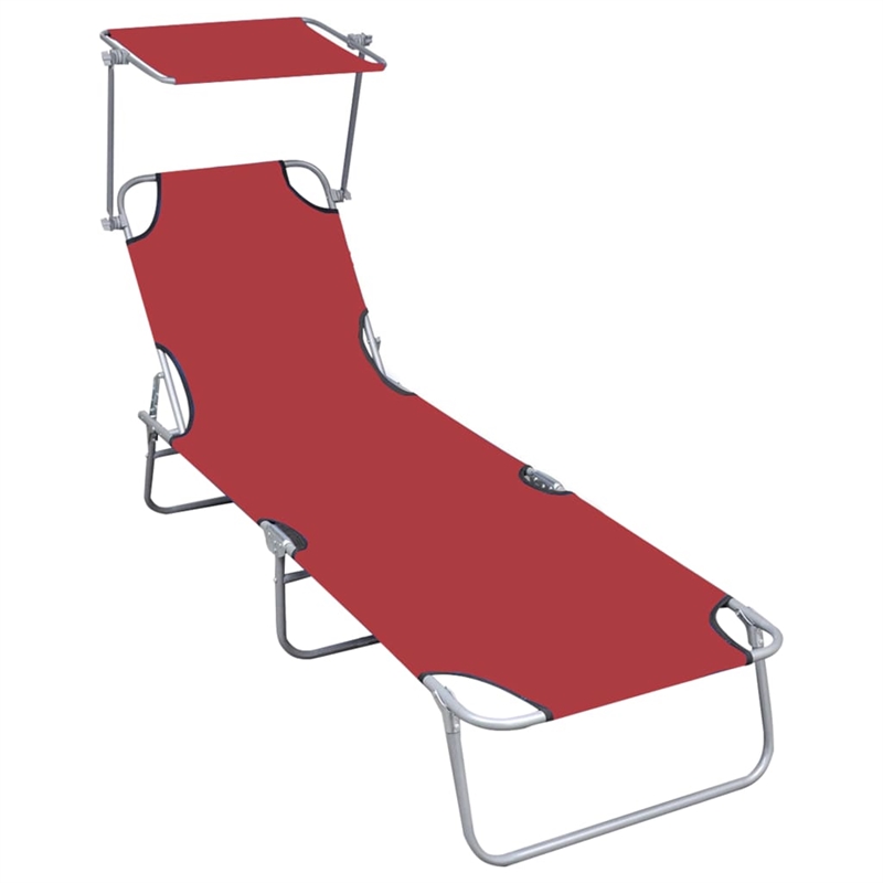 vidaXL Powder-Coated Aluminum Sunlounger Standard in Red