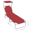 vidaXL Powder-Coated Aluminum Sunlounger Standard in Red