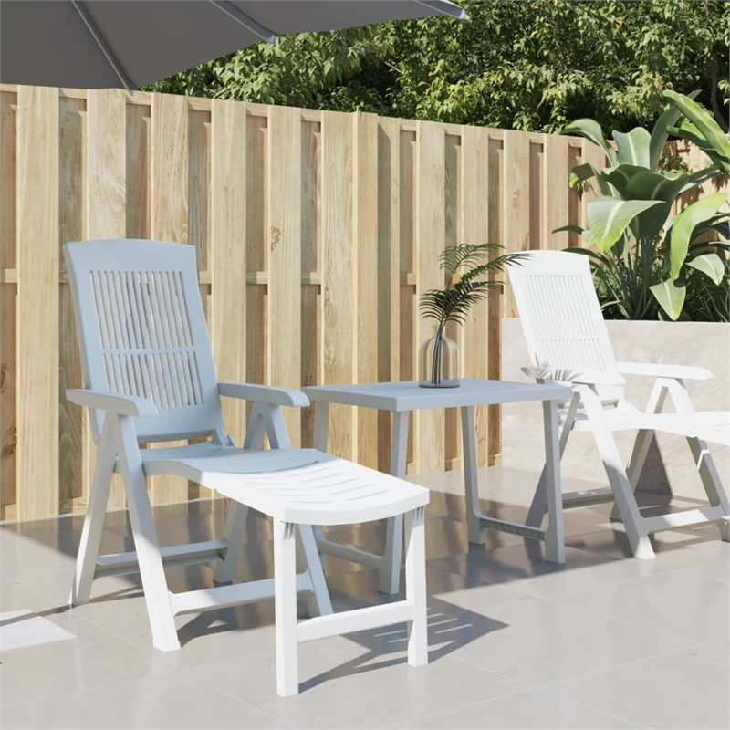 vidaXL Plastic Standard Foldable Sun Lounger in White