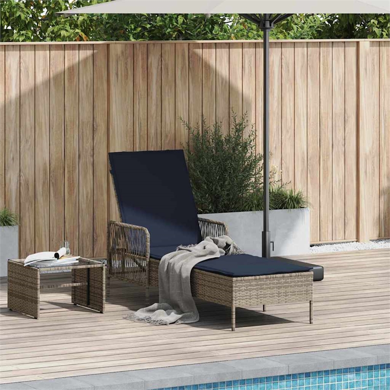 vidaXL Sun Lounger in Gray and Navy Blue
