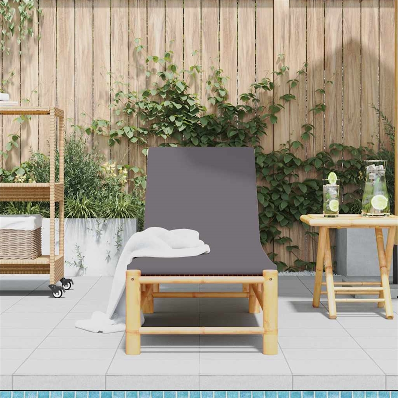 vidaXL Bamboo Large Sun Lounger in Dark Gray