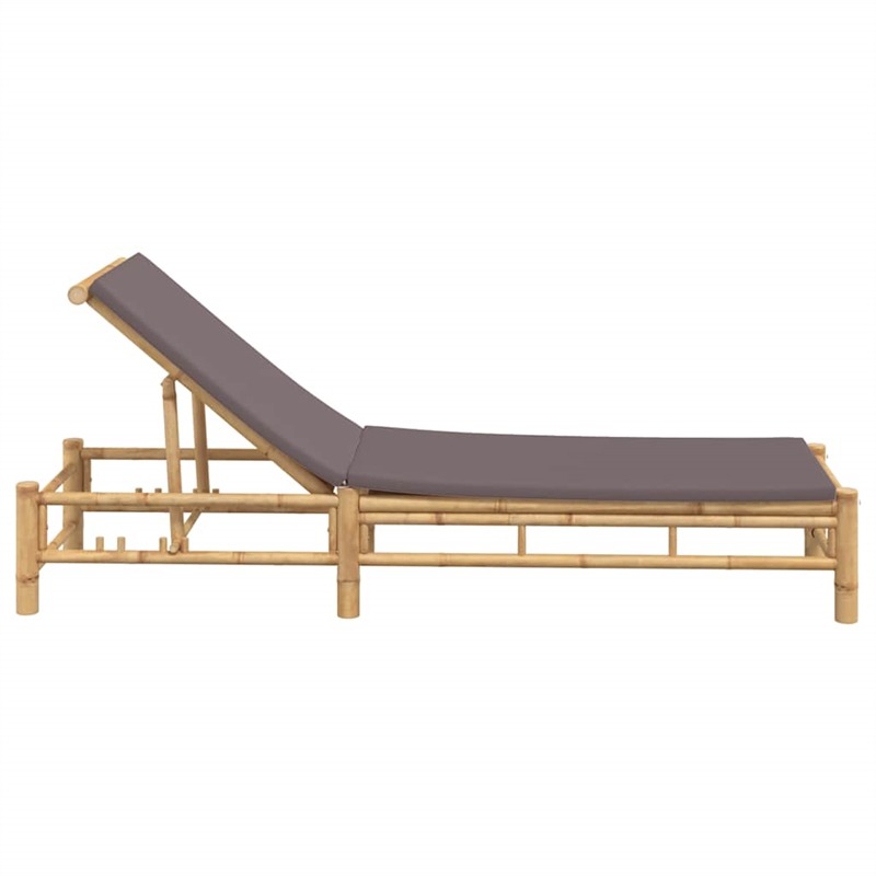 vidaXL Bamboo Large Sun Lounger in Dark Gray