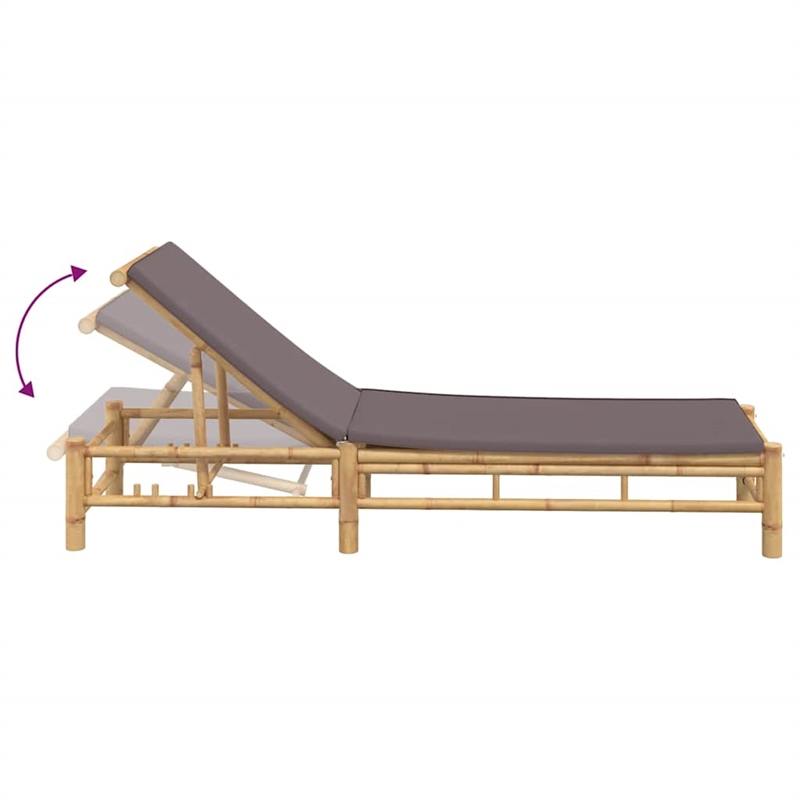 vidaXL Bamboo Large Sun Lounger in Dark Gray