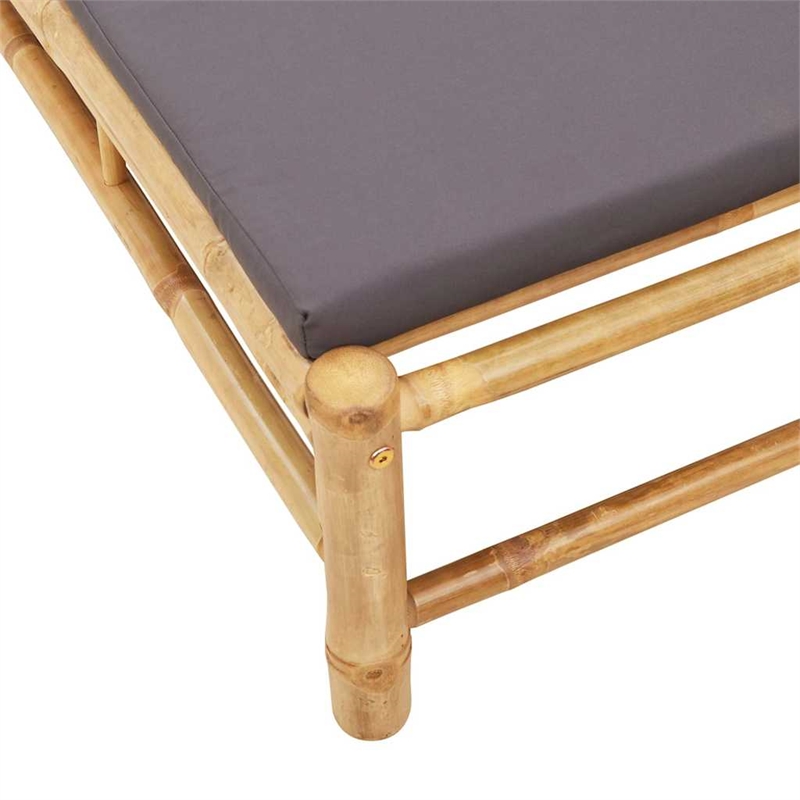 vidaXL Bamboo Large Sun Lounger in Dark Gray