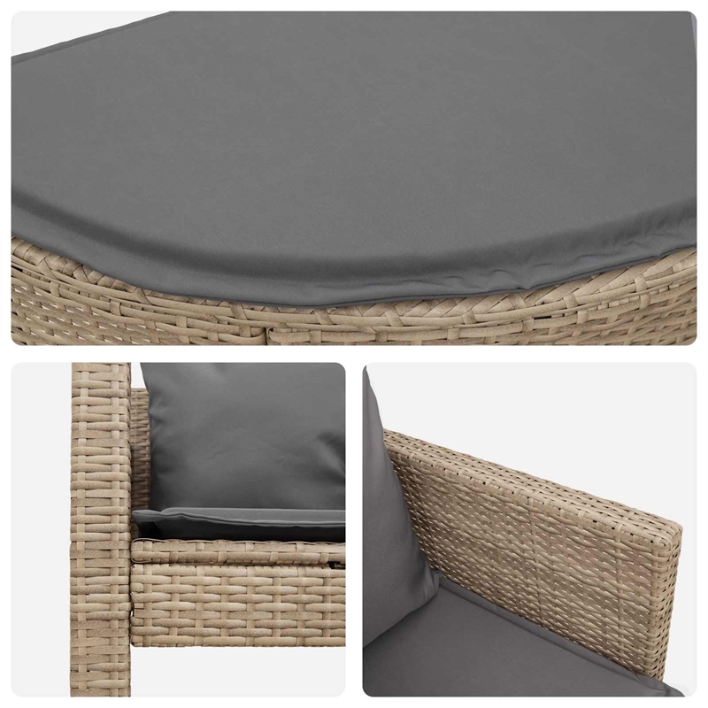 vidaXL Poly Rattan Garden Sofa 8 pcs w/ Cushion in Beige & Light Gray