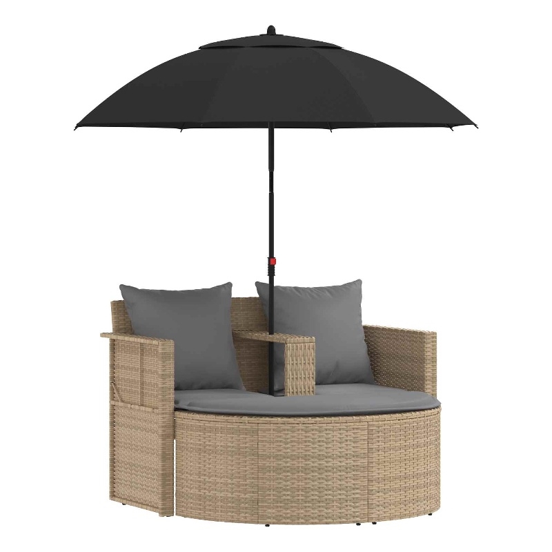 vidaXL Poly Rattan Garden Sofa 8 pcs w/ Cushion in Beige & Light Gray