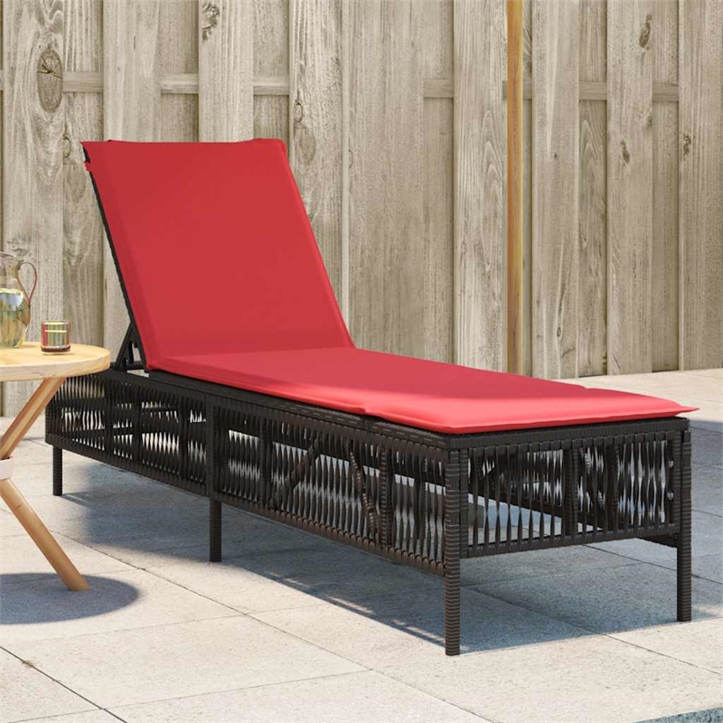 vidaXL Patio PE Rattan Steel Standard Sun Lounger in Brown